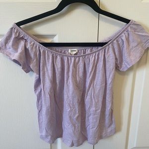 Garage flowy off the shoulder top